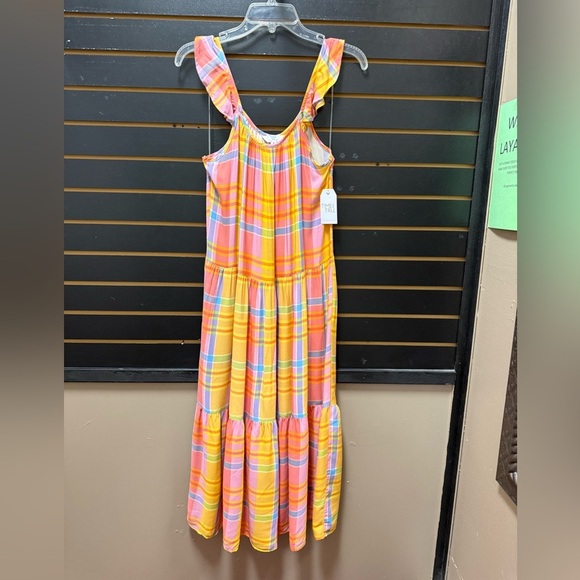 Time and Tru Dresses & Skirts - Time & Tru Plaid Ruffle Strap Midi Dress M NWT